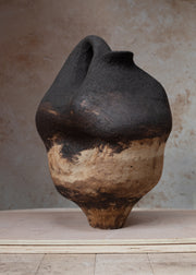 One of a kind, hand-coiled abstract sculptural vessel from aheste series.